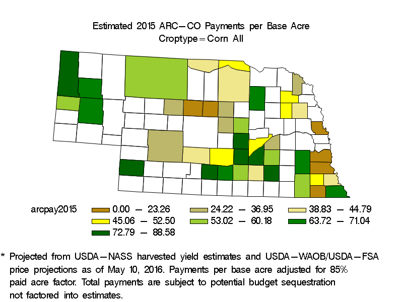 Estimated 2015 ARC-CO Payments for All Corn Counties in Nebraska