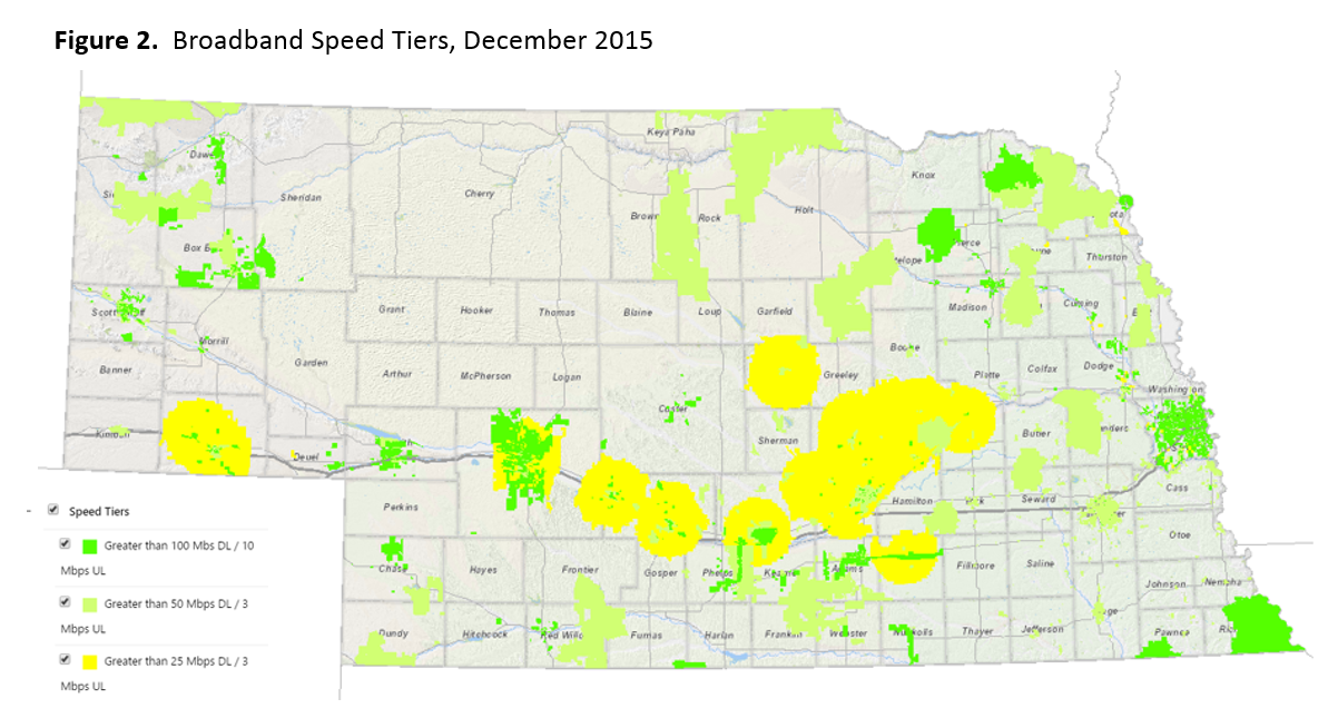 map showing broadband speed across nebraska