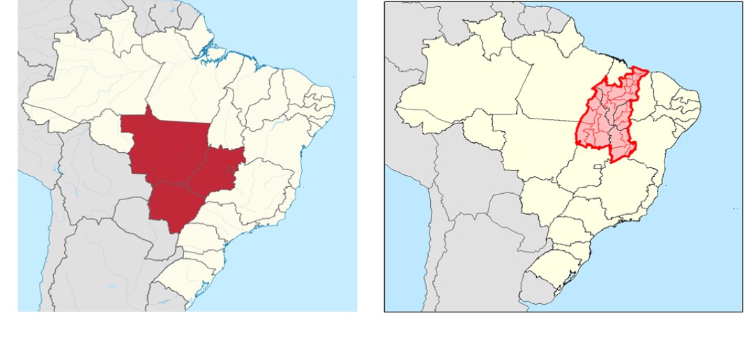 Map depicting ag areas in Brazil 