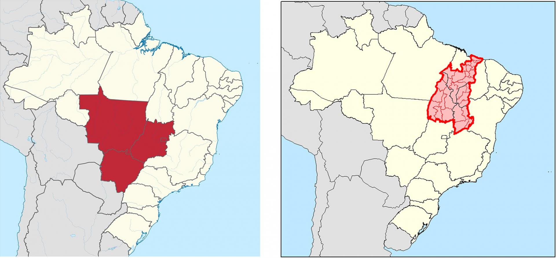 Maps depicting ag areas in Brazil 