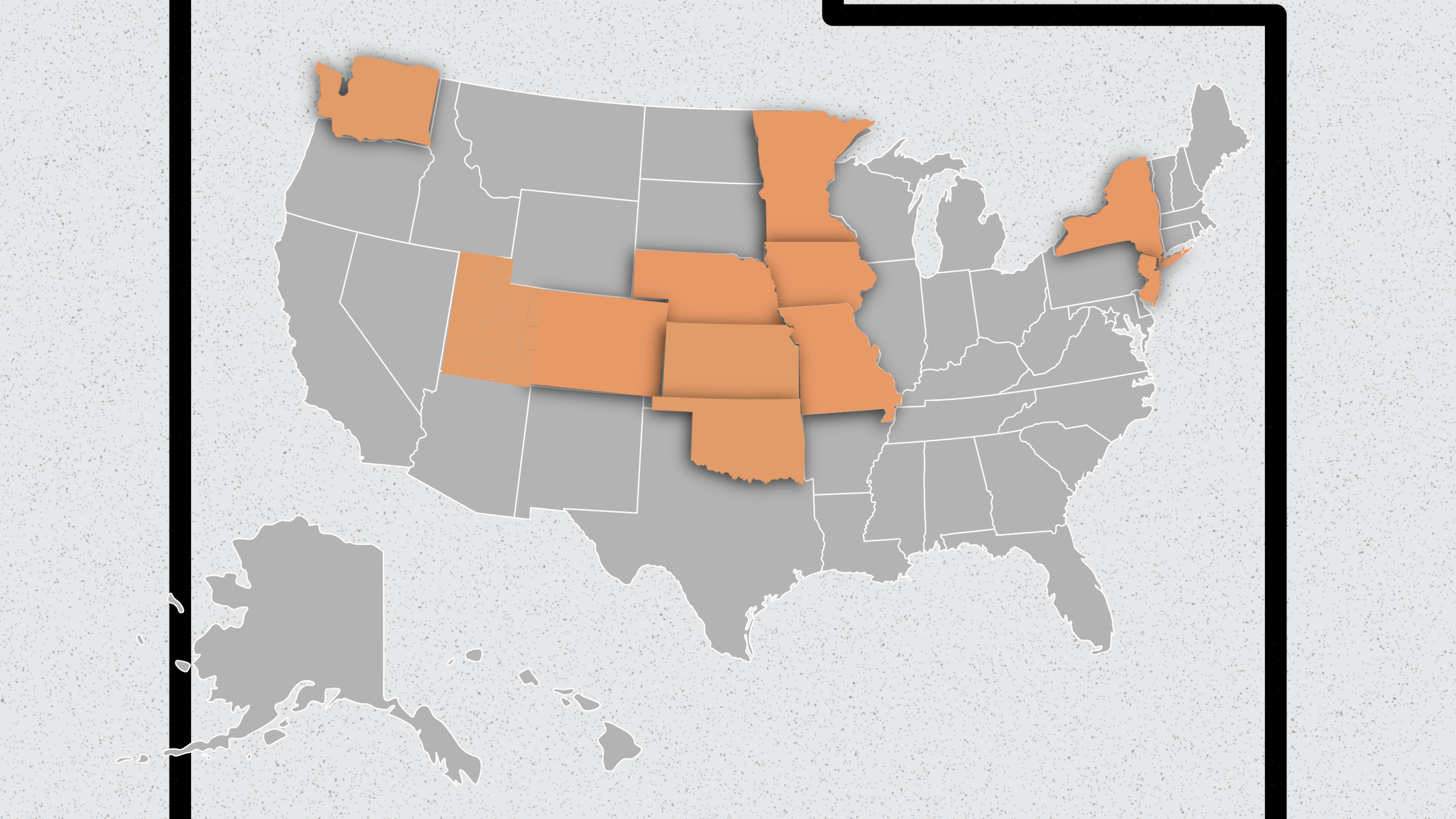 Map of U.S. with states where registrations have been received. 